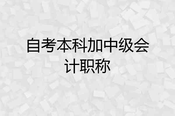 自考本科加中级会计职称