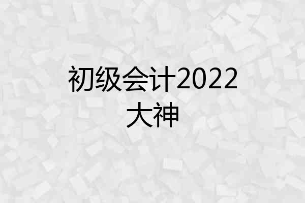 初级会计2022大神