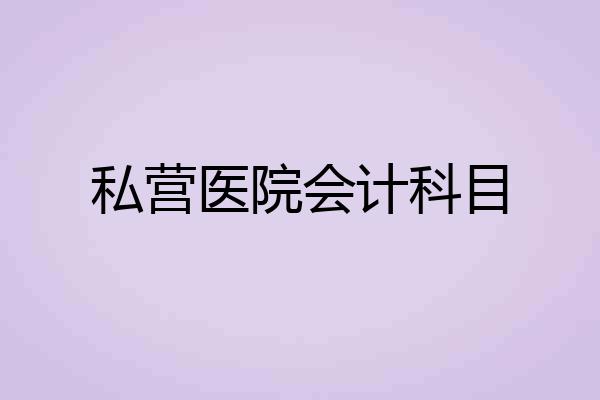 私营医院会计科目