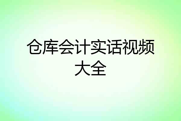 仓库会计实话视频大全