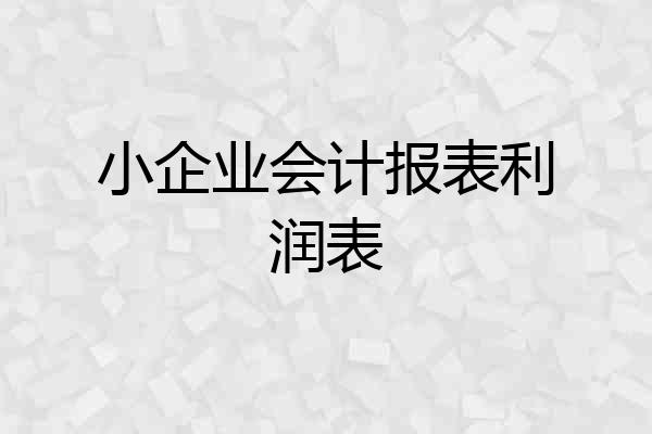 小企业会计报表利润表