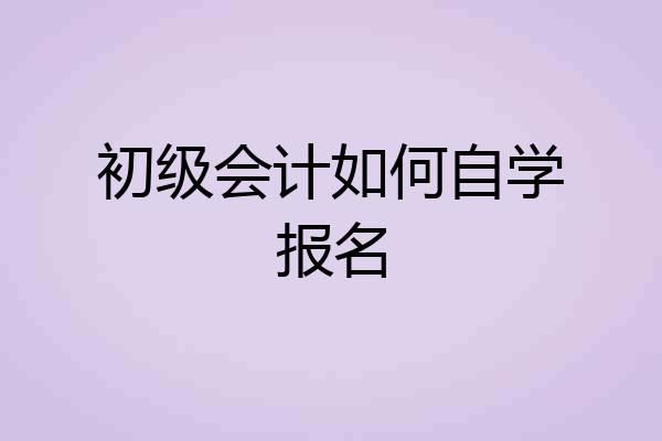 初级会计如何自学报名