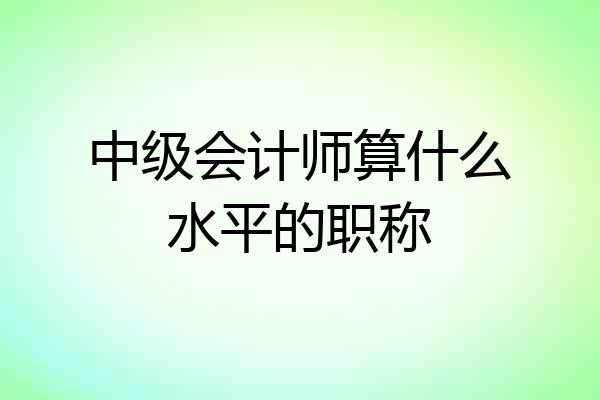 中级会计师算什么水平的职称