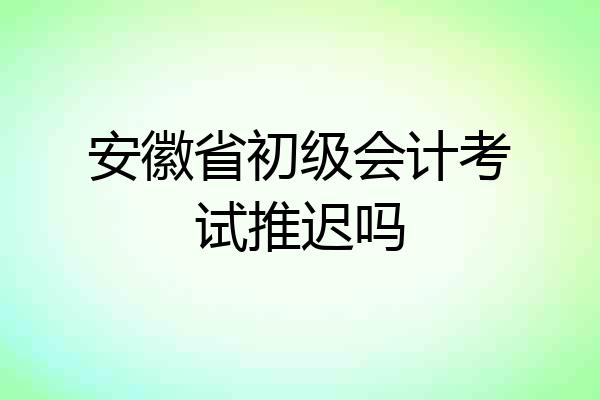 安徽省初级会计考试推迟吗