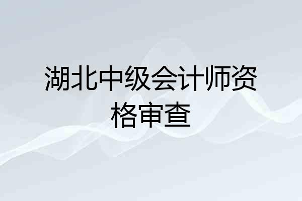 湖北中级会计师资格审查