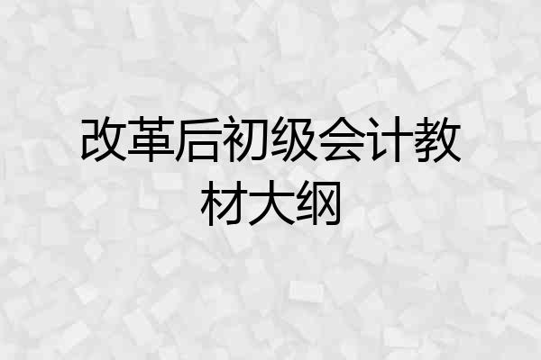 改革后初级会计教材大纲