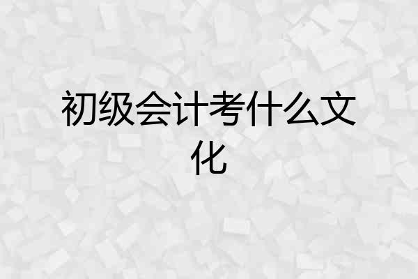 初级会计考什么文化