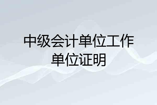 中级会计单位工作单位证明