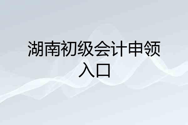 湖南初级会计申领入口