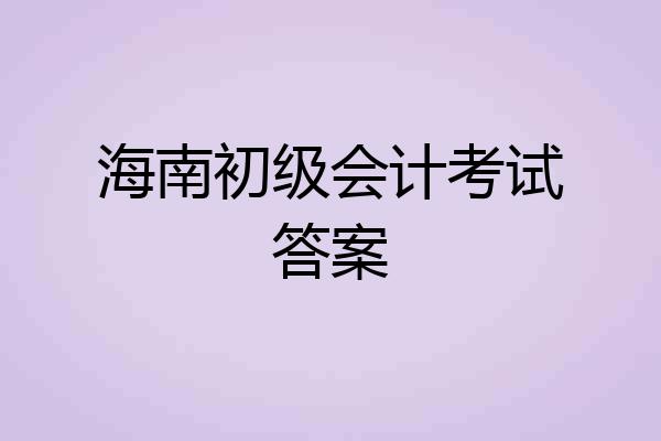 海南初级会计考试答案