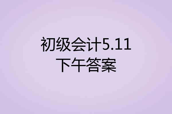 初级会计5.11下午答案
