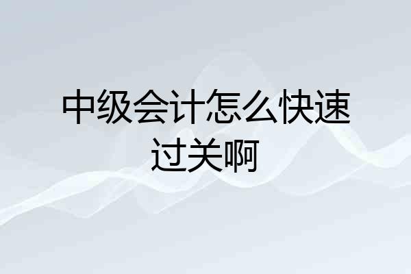 中级会计怎么快速过关啊