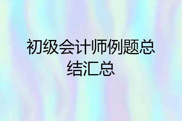 初级会计师例题总结汇总