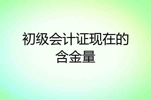初级会计证现在的含金量