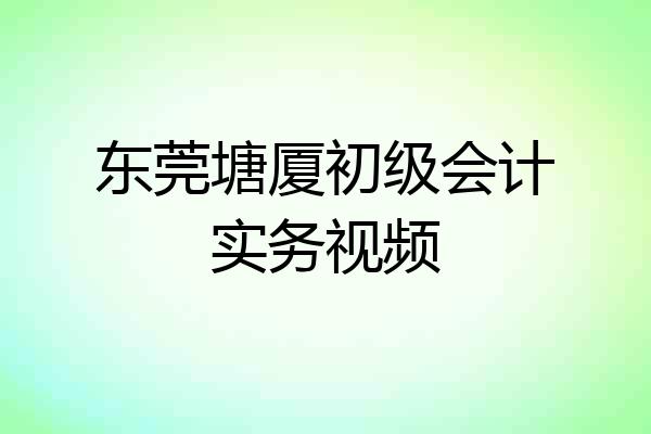 东莞塘厦初级会计实务视频