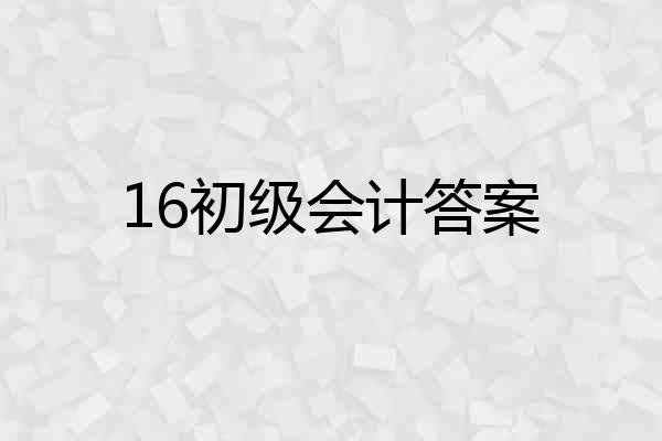 16初级会计答案