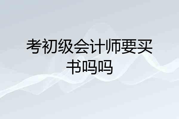 考初级会计师要买书吗吗