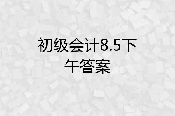 初级会计8.5下午答案