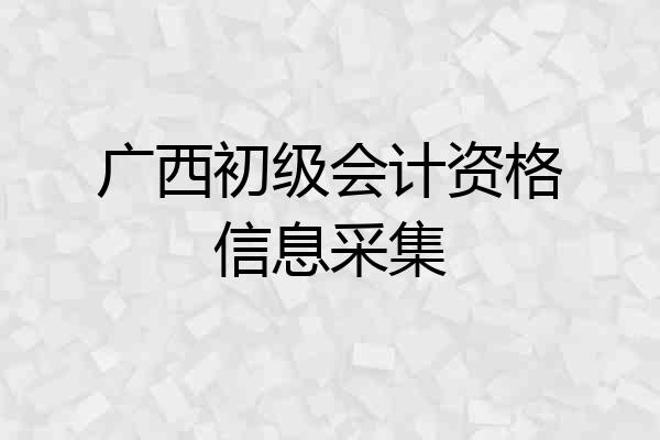 广西初级会计资格信息采集