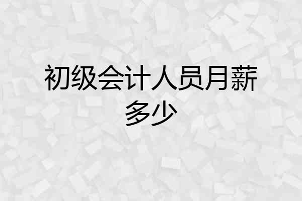 初级会计人员月薪多少