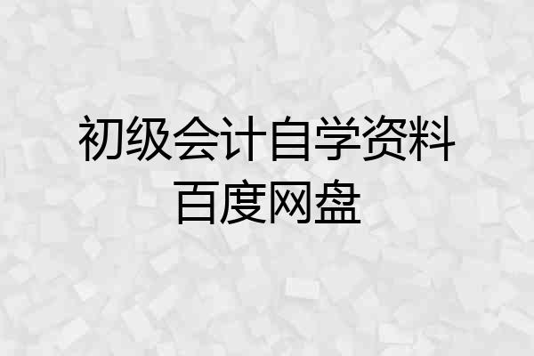 初级会计自学资料百度网盘