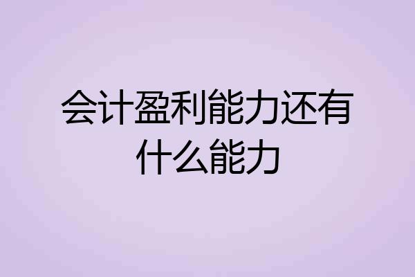 会计盈利能力还有什么能力