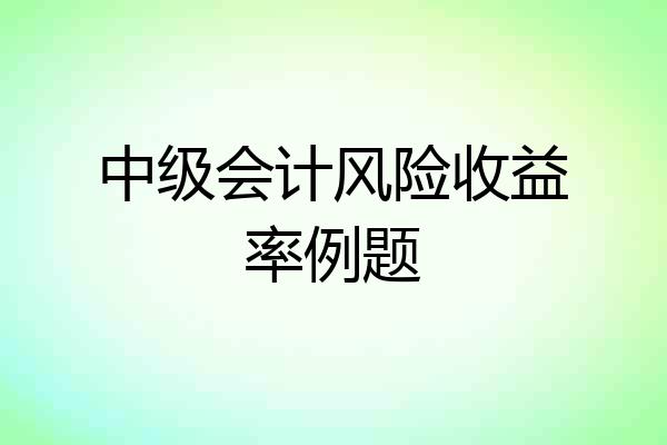 中级会计风险收益率例题