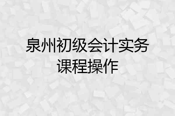 泉州初级会计实务课程操作
