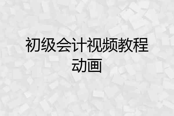 初级会计视频教程动画