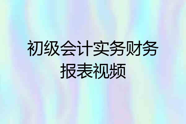 初级会计实务财务报表视频