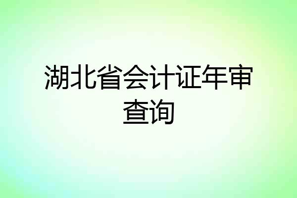 湖北省会计证年审查询
