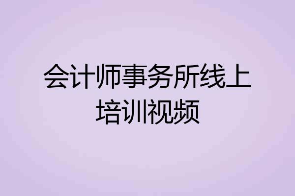 会计师事务所线上培训视频