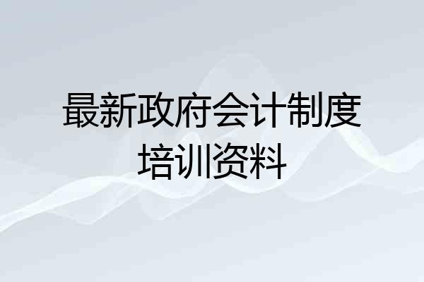 最新政府会计制度培训资料