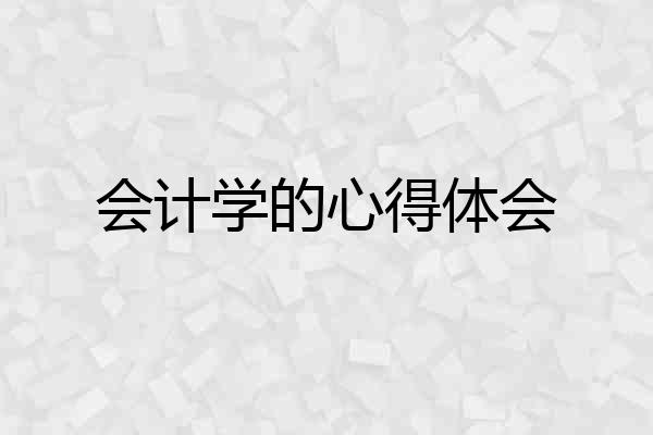 会计学的心得体会