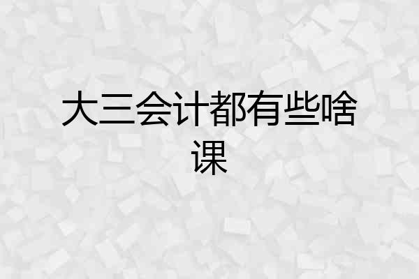 大三会计都有些啥课