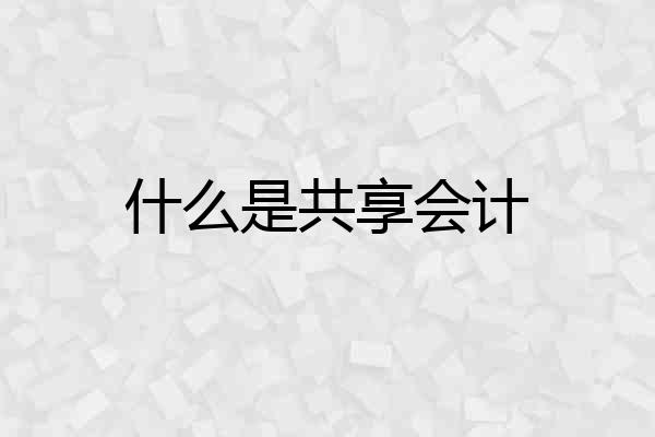 什么是共享会计