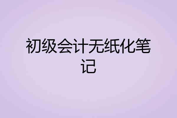 初级会计无纸化笔记