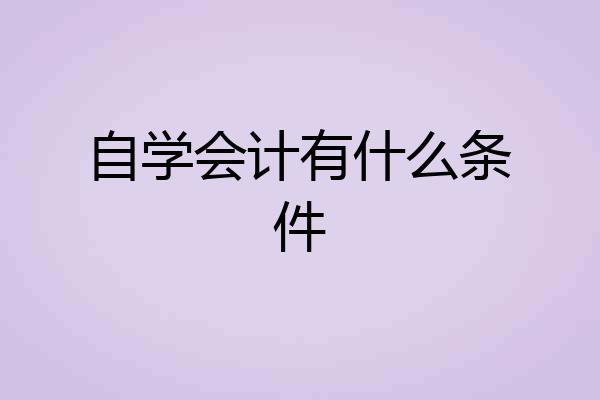 自学会计有什么条件