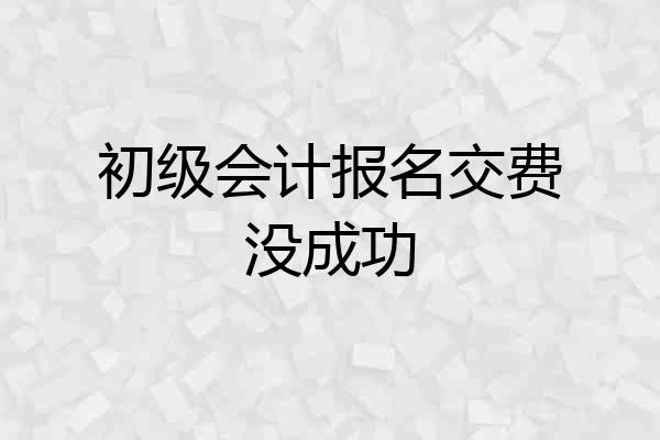 初级会计报名交费没成功