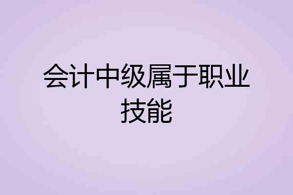 会计中级属于职业技能