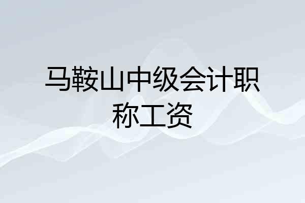 马鞍山中级会计职称工资