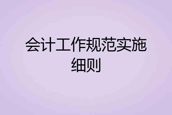 会计工作规范实施细则