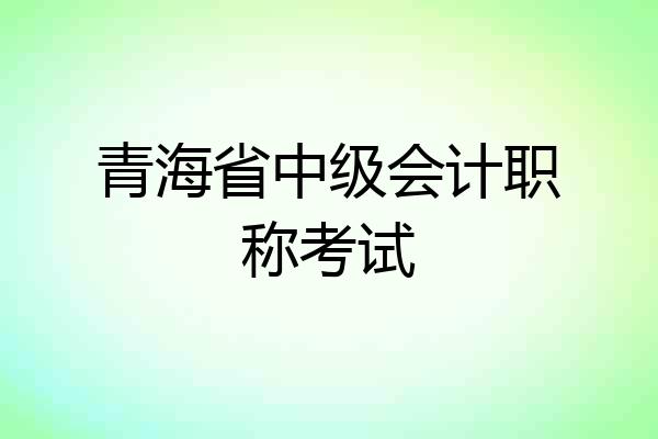 青海省中级会计职称考试