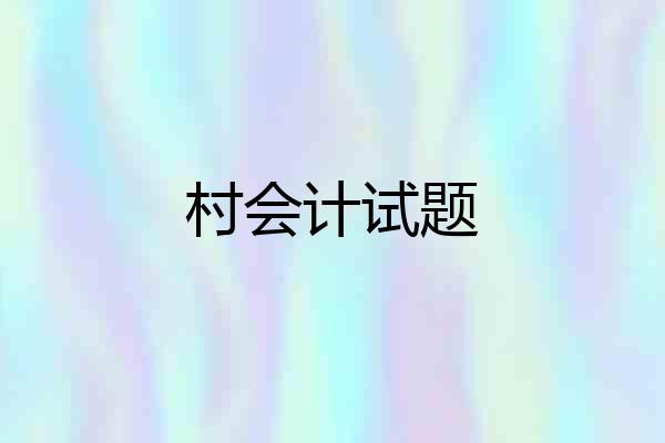 村会计试题