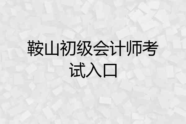 鞍山初级会计师考试入口