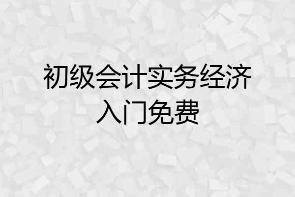 初级会计实务经济入门免费