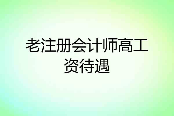 老注册会计师高工资待遇