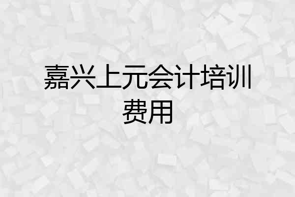 嘉兴上元会计培训费用