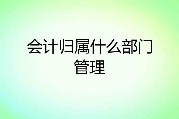 会计归属什么部门管理