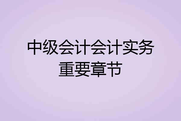 中级会计会计实务重要章节